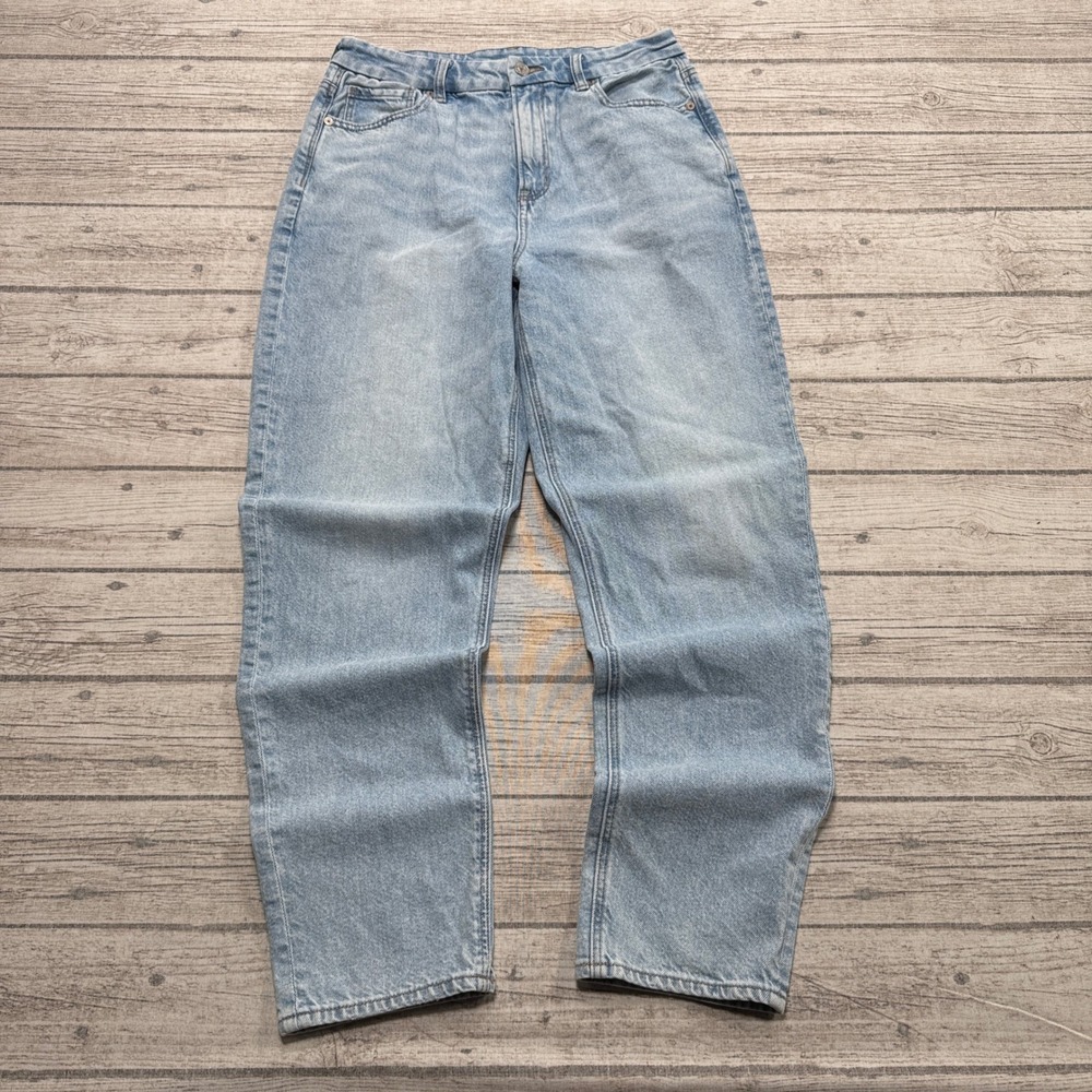 American Eagle Mom Jeans Womens 10 Blue Light Wash High Rise Relaxed Fit Tapered